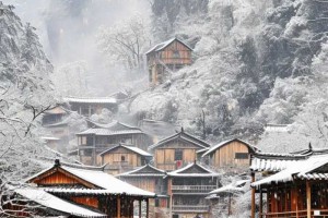 苗寨2024年的第一场雪——如仙景般的图片呈现